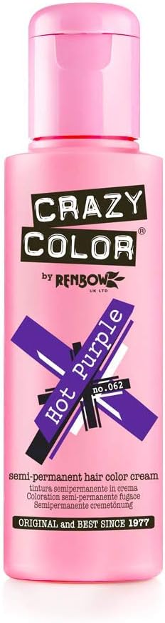 Crazy Color Crema Colorante Semipermanente per Capelli, Hot Purple,100 ml Hot Purple 100 ml (Confezione da 1)