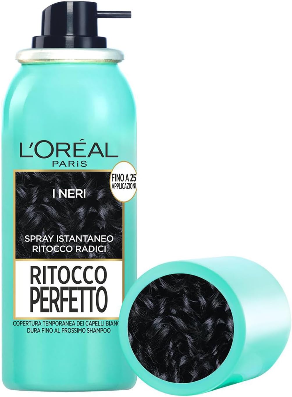 L'Oréal Paris Spray Ritocco Perfetto, Spray Istantaneo per Radici e Capelli Bianchi, Durata fino a 1 Shampoo, Colore: Nero, 75 ml